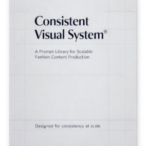 Product cover image representing Consistent Visual System®, a systemized prompt framework for enforcing visual consistency in AI-generated fashion imagery.